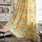 Sunshine Blooms Floral Tasseled Curtain — additional view