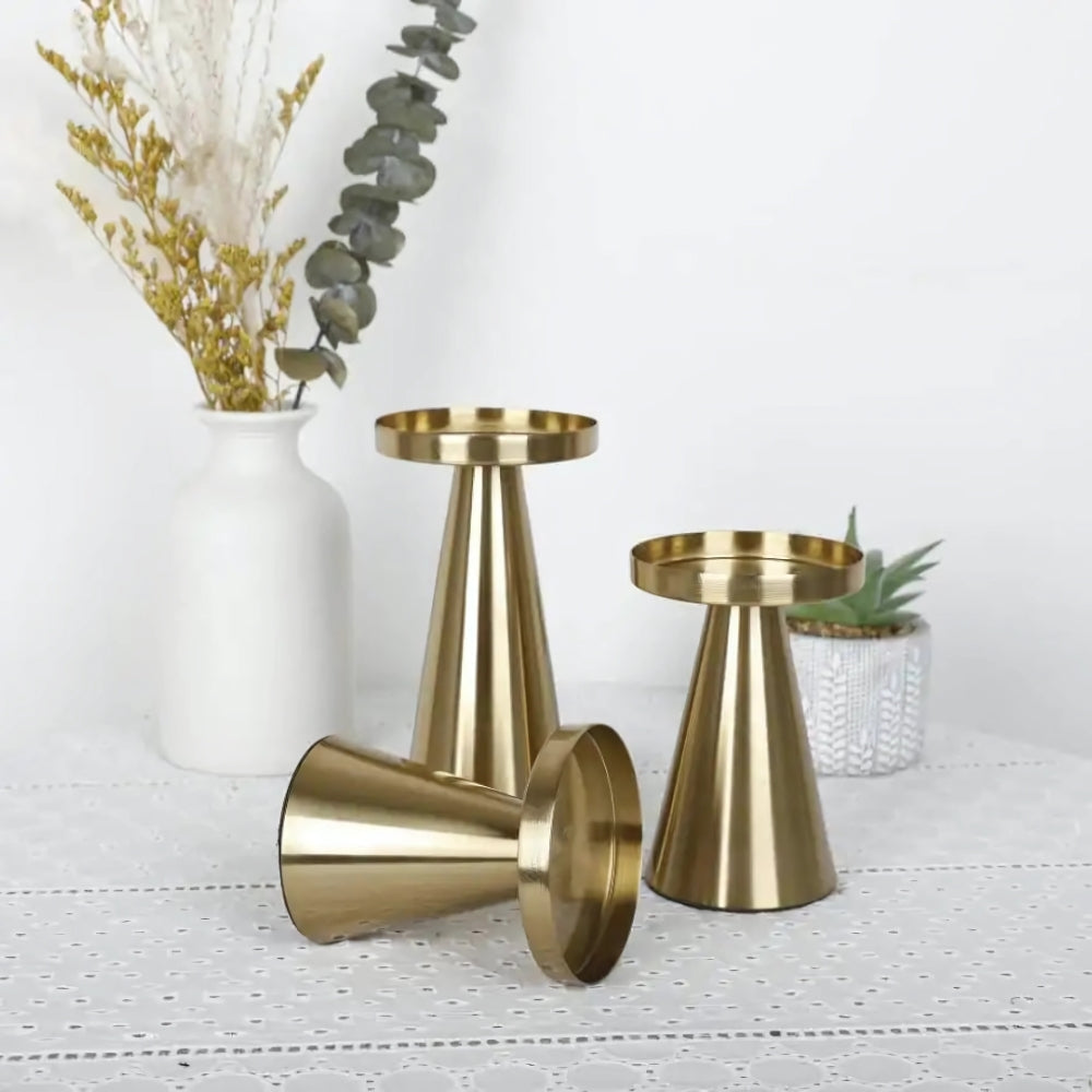 Elegant Brass Candle Holders | Set of 3 — lifestyle shot