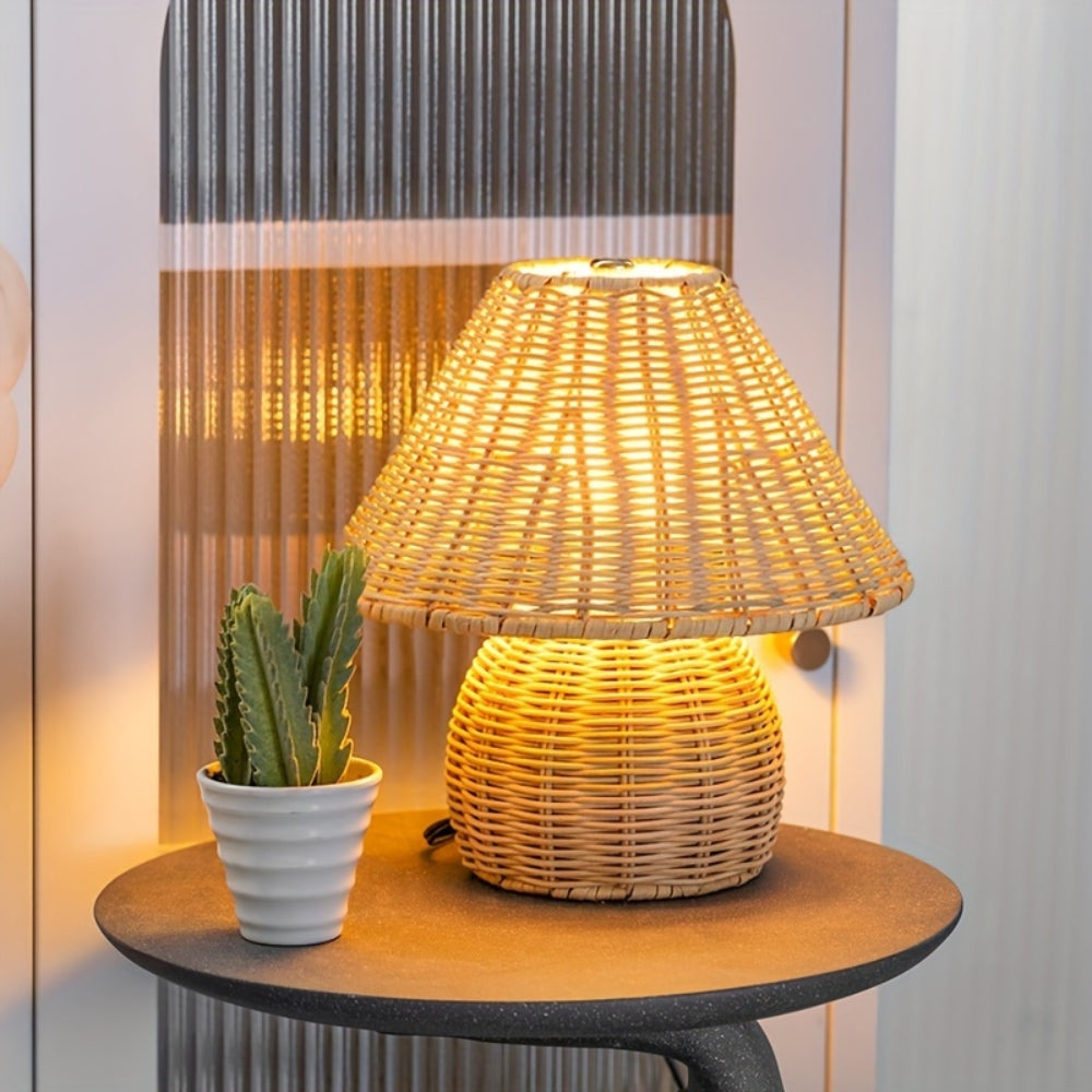 Noya Rattan Table Lamp Home Decor — lifestyle shot