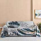 Classic Great Wave Throw Blanket — product in use