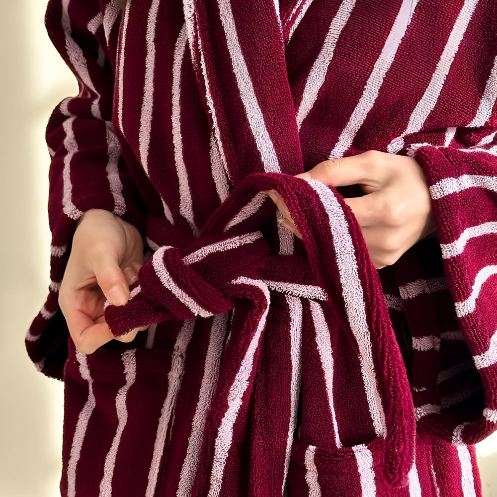 Allure Stripe Unisex Bathrobe — product in use