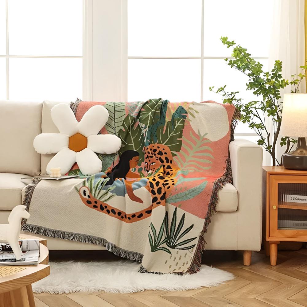 Jungle Leopard Patterned Throw Blanket — lifestyle shot