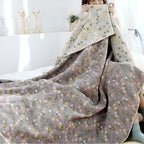 Leafy Floral Cotton Gauze Blanket — alternate angle view