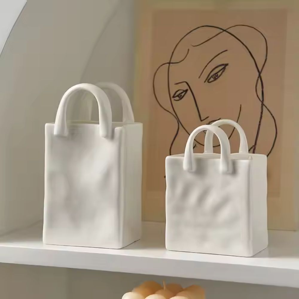 Tote-Style Ceramic Vase — product detail view
