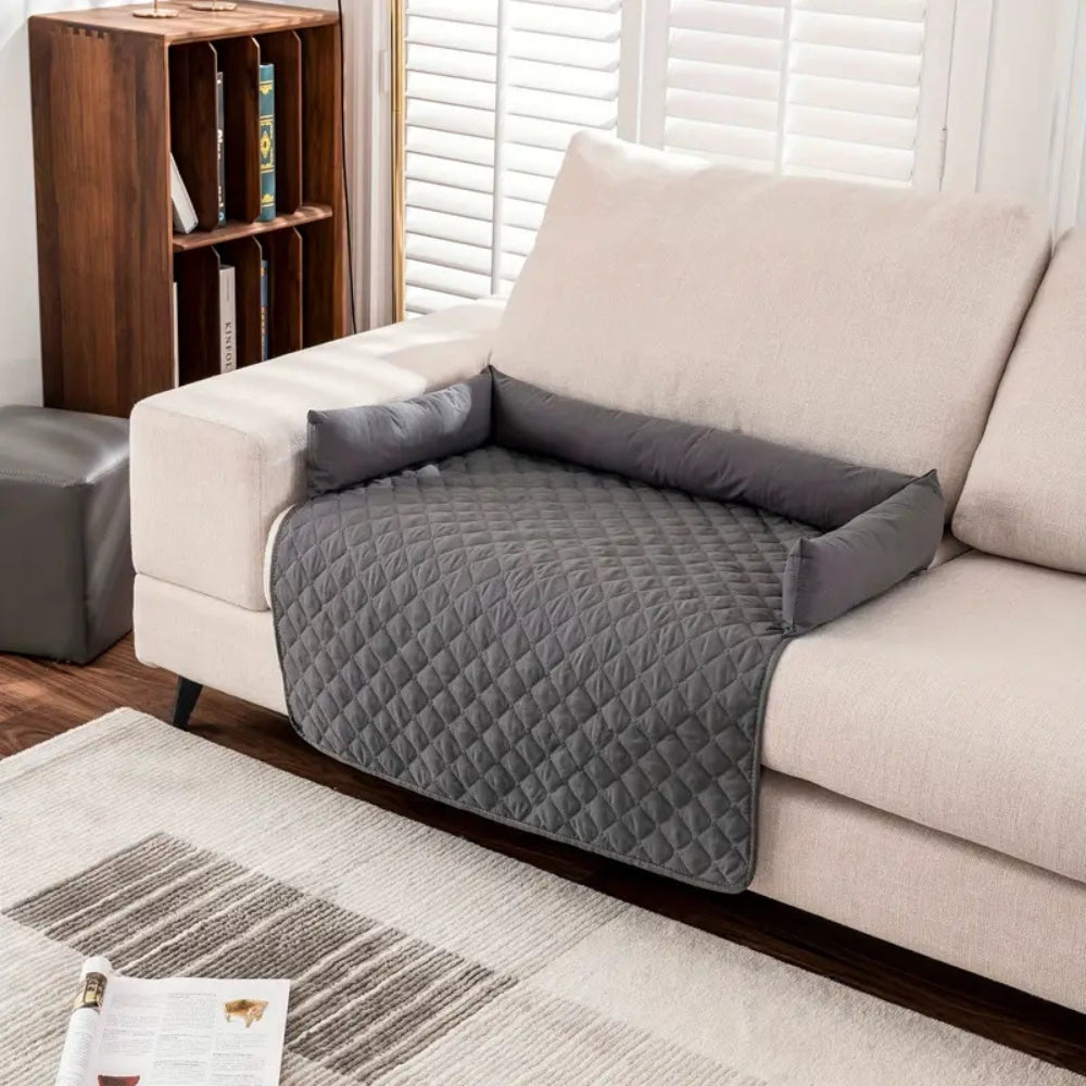 Bolstered Quilted Pet Sofa Protector — size and scale reference