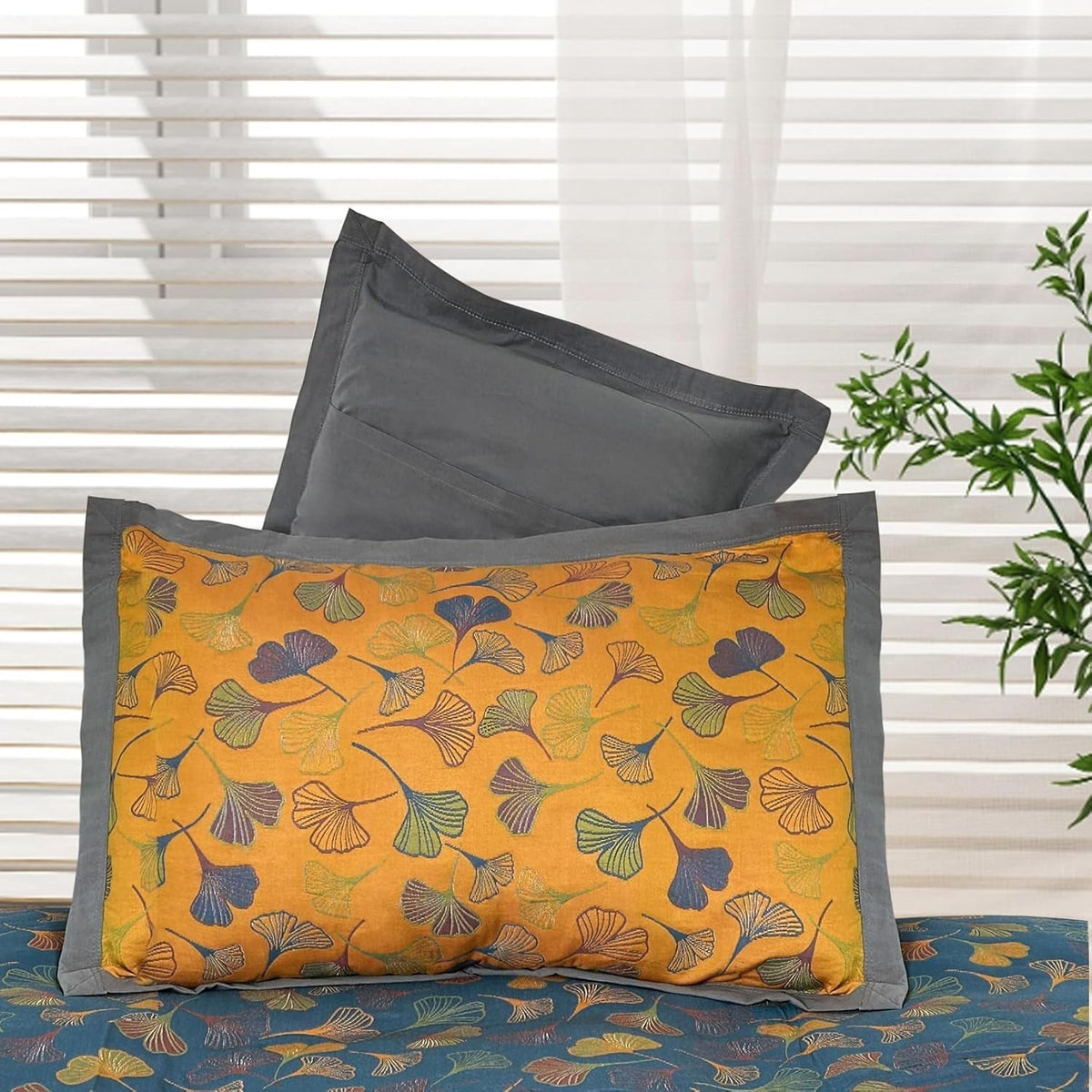 Ginkgo Leaf Embroidered Cotton Pillowcases — main product photo