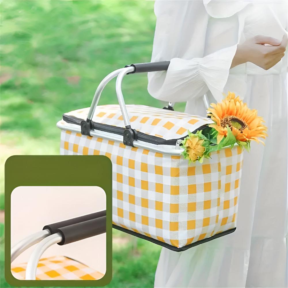 Foldable Checkered Picnic Basket — additional view