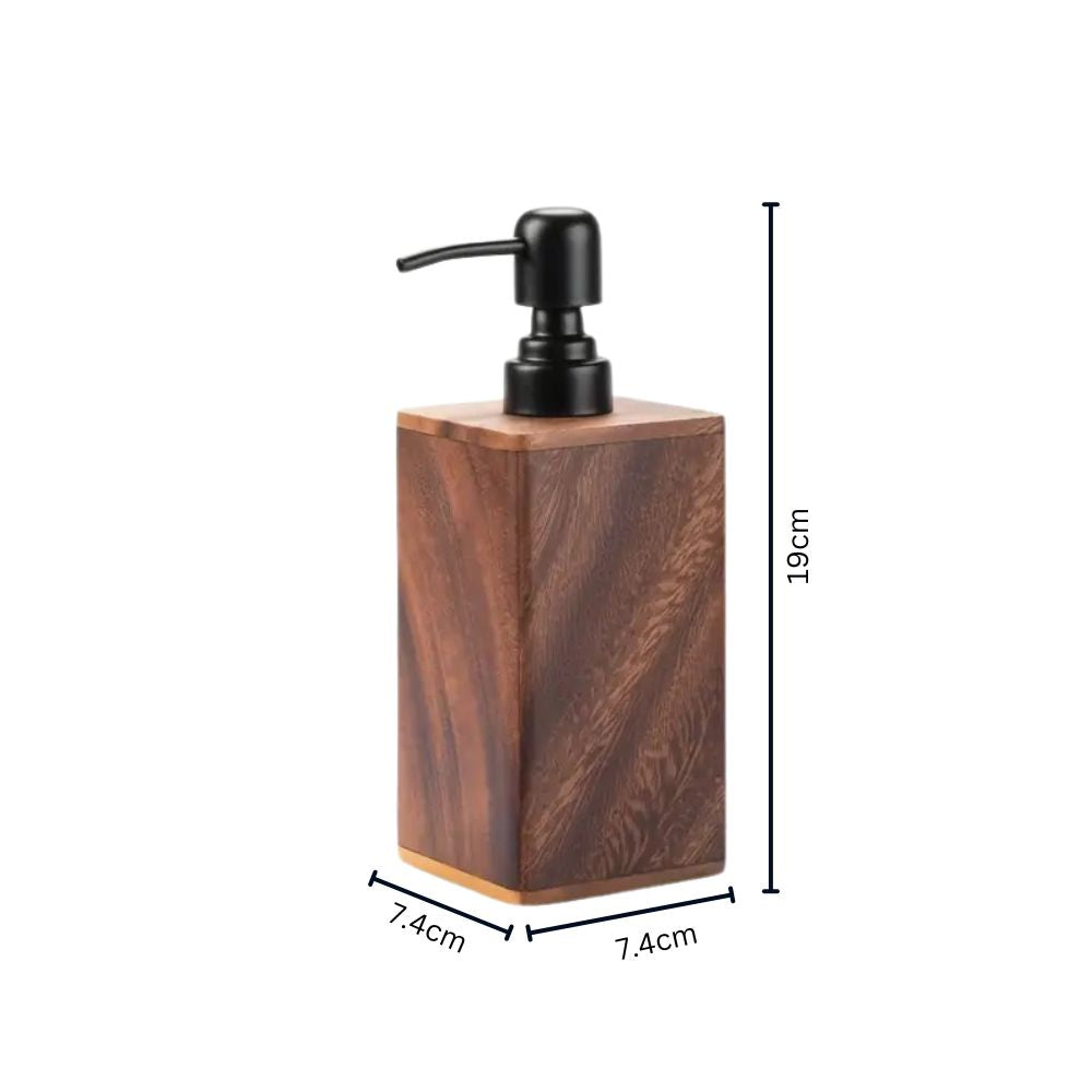 Walnut Aura Lotion & Soap Dispenser — size and scale reference