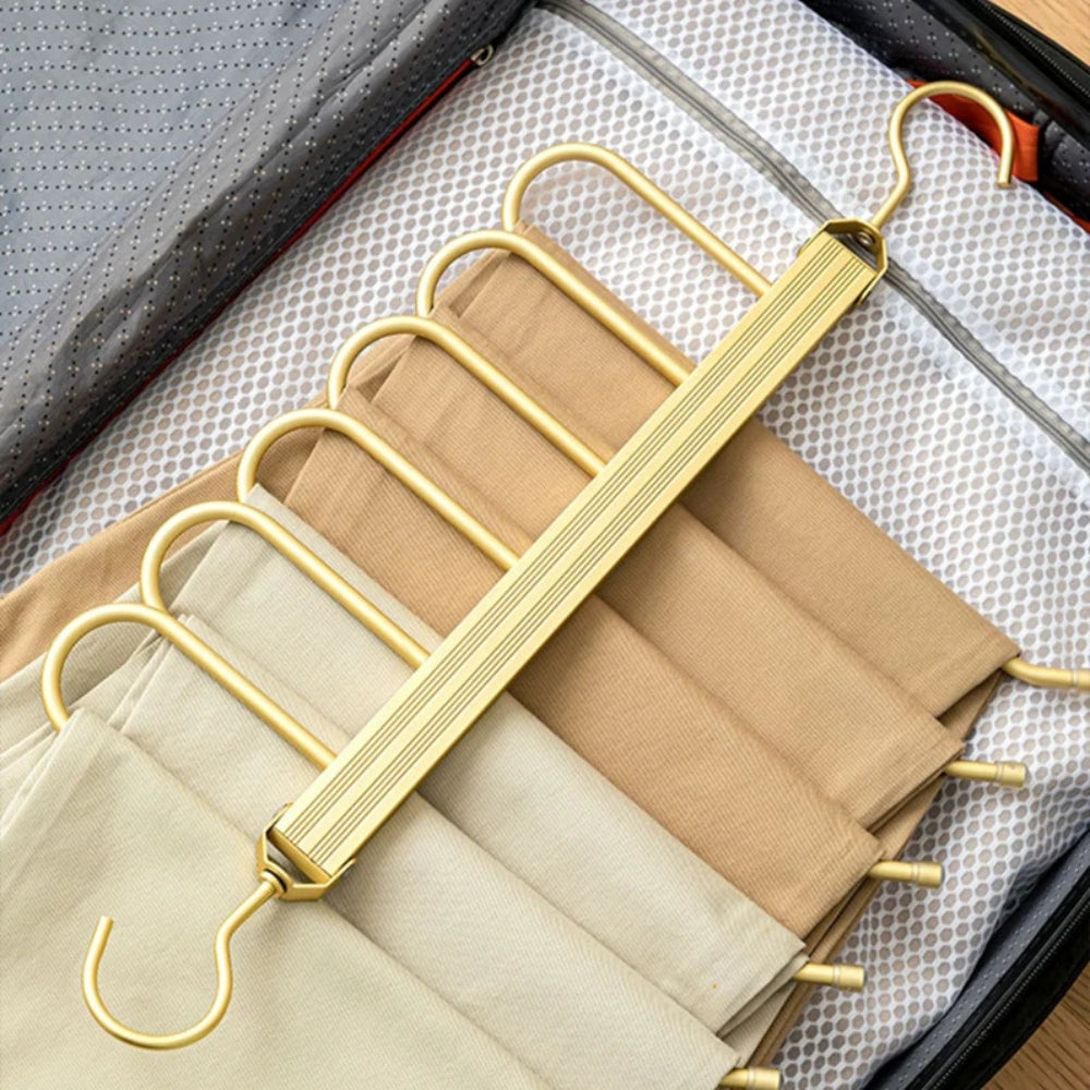 Regal Gold Space-Saving Trouser Hanger — lifestyle shot