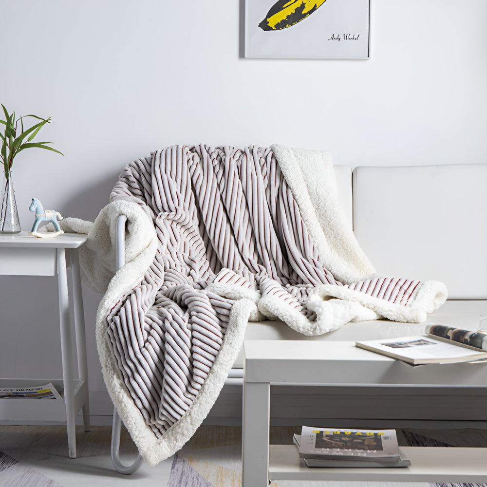 Fluffy Stripes Sherpa Blanket — product feature detail