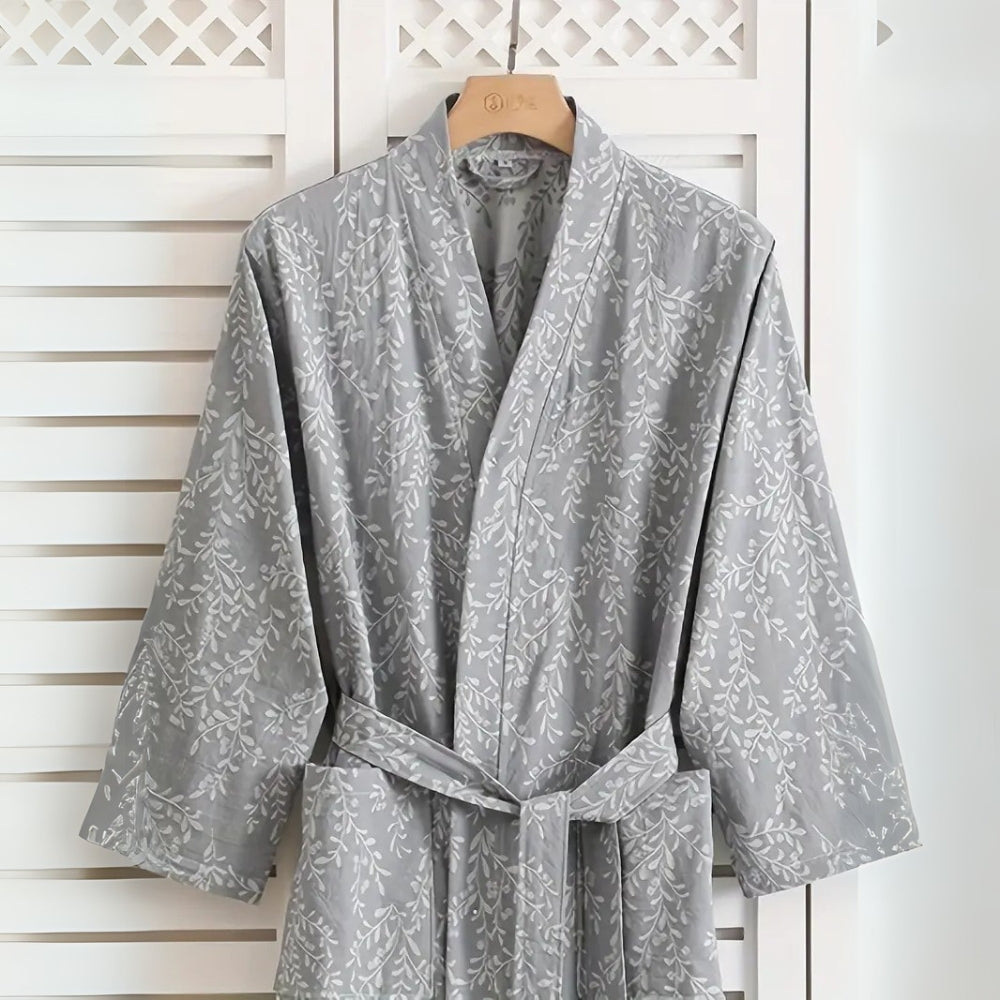 Featherlight Jacquard Cotton Bath Robe — product in use