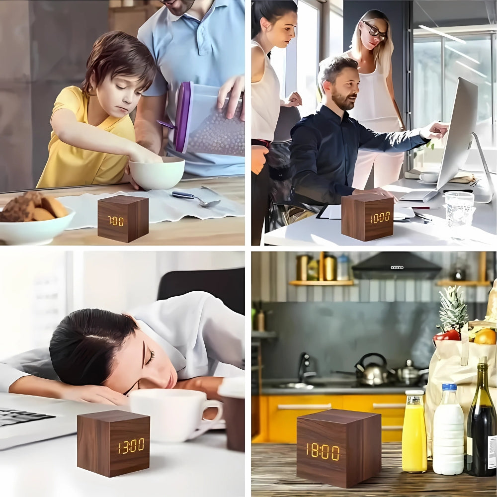 Modern Cube LED Alarm Clock — product in use
