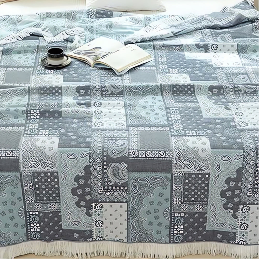 Mosaic Pattern Cotton Gauze Blanket — product detail view