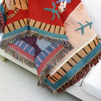 Leopard Woven Tassel Blanket — size and scale reference