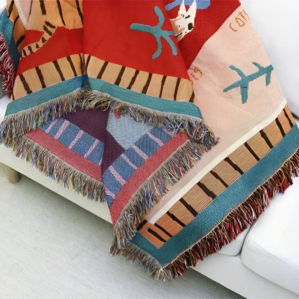 Leopard Woven Tassel Blanket — size and scale reference