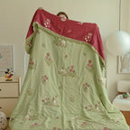 Embroidered Bunny Floral Cotton Blanket — additional view