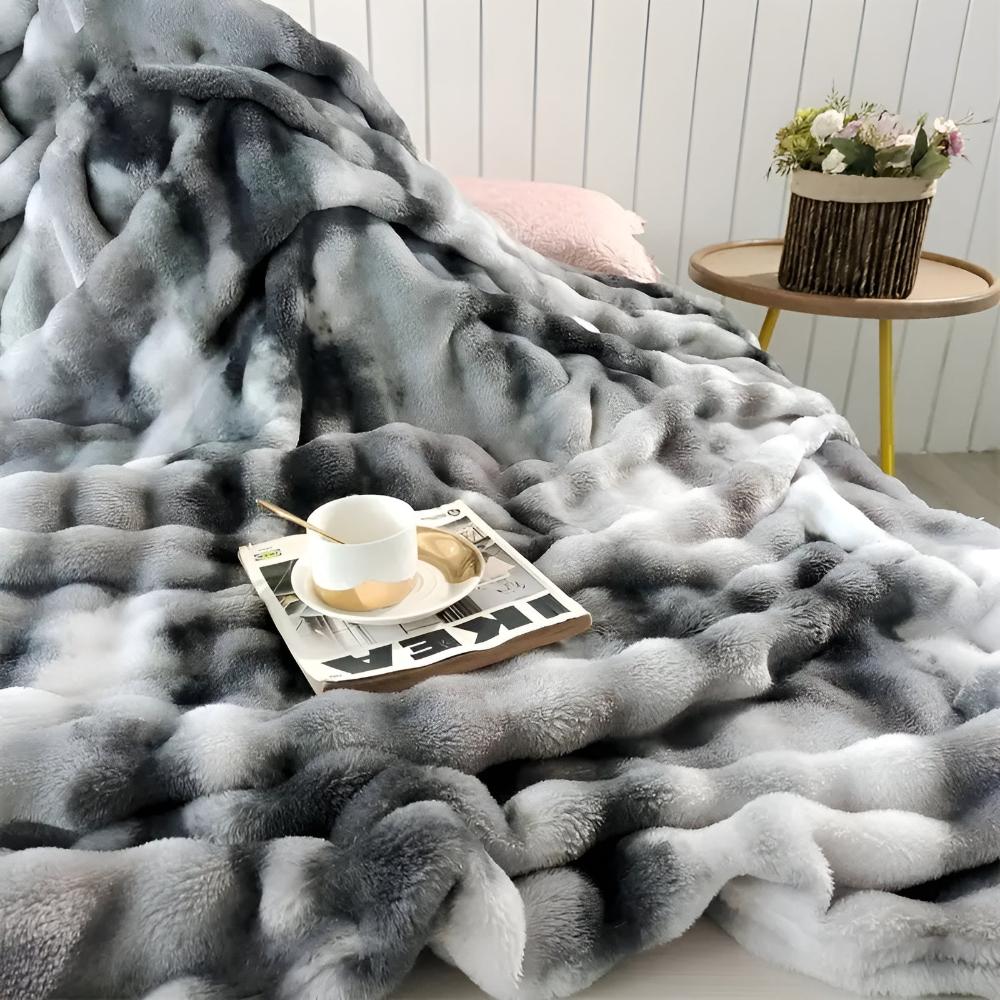 Ripple Tie-Dye Faux Fur Blanket — lifestyle shot