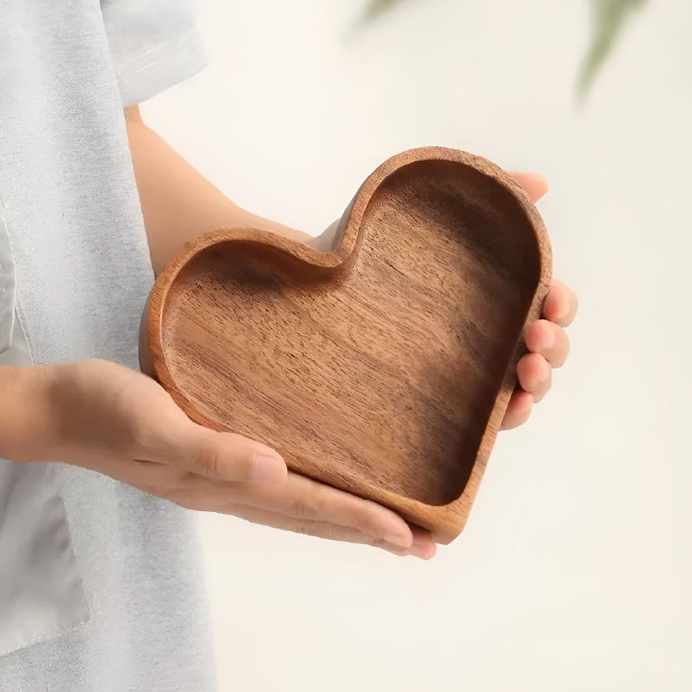 Heart-Shaped Wooden Snack Tray | 4 pcs — lifestyle shot