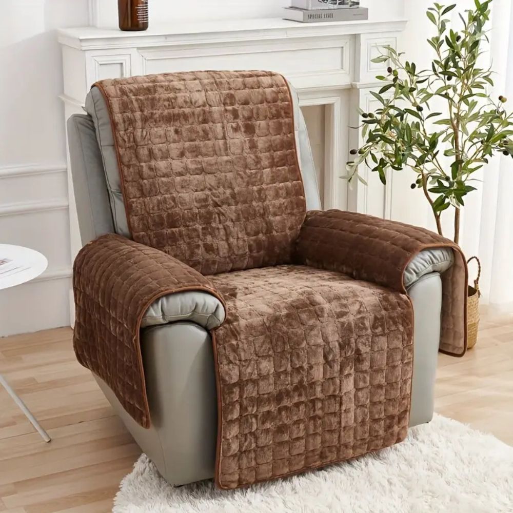Velvet Grid Recliner Cover — alternate angle view