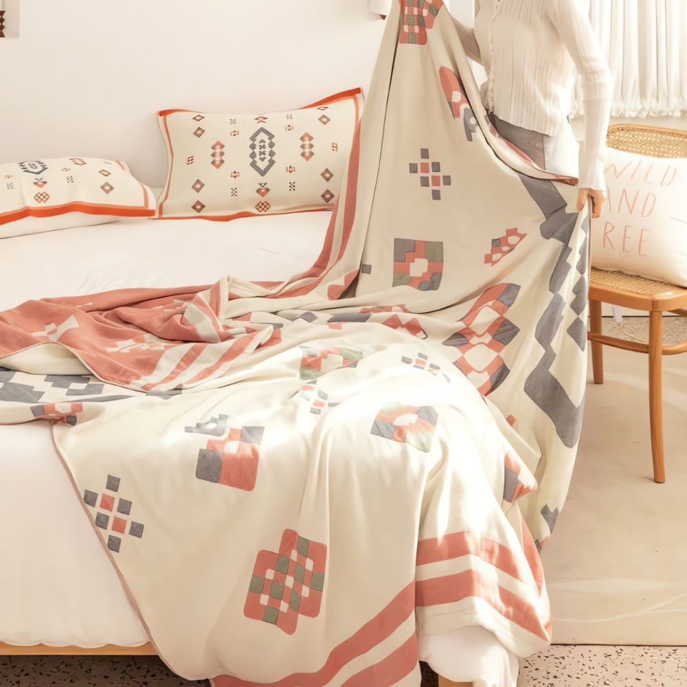 Chevron Design Four-Layer Cotton Blanket — product close-up