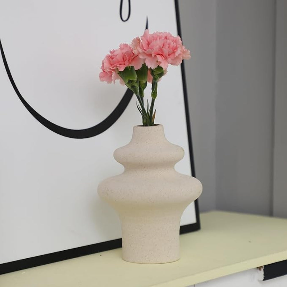 Nordic Beige Ceramic Flower Vase — lifestyle shot
