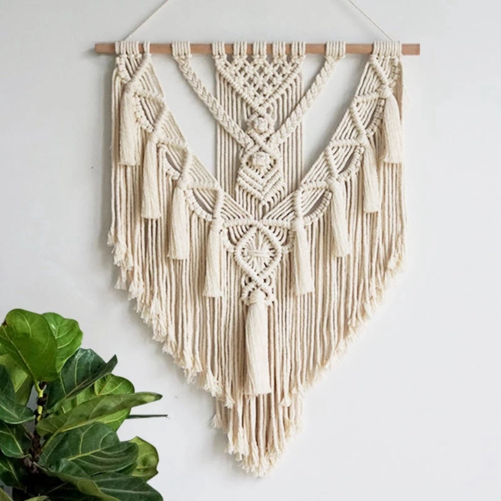 Fringed Geometric Wall Hanging Macrame — alternate angle view
