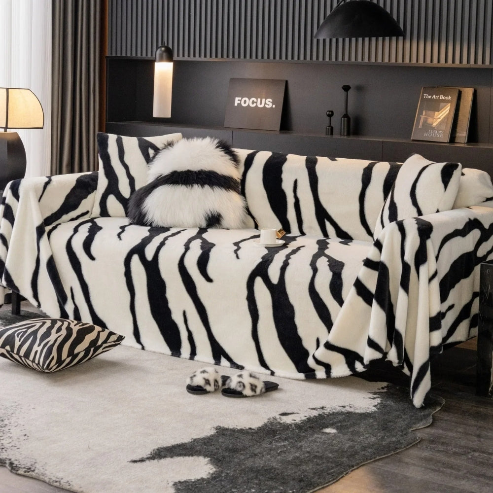 Wild Stripes Zebra Fleece Sofa Cover — main product photo