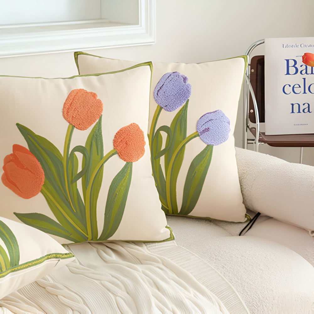 Blooming Tulip Cushion Cover — product close-up