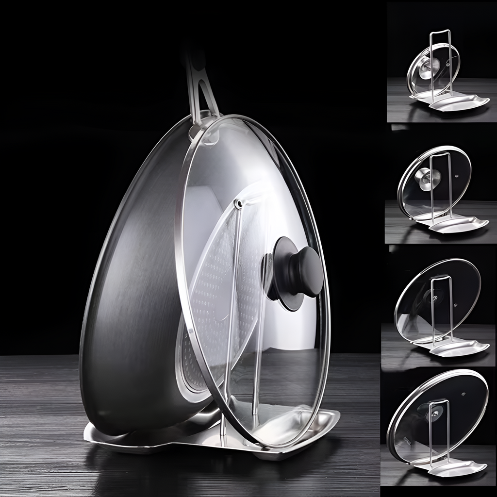 Sleek Pot Lid Holder Rack — product in use