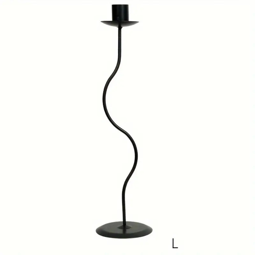 Sculpted Wavy Iron Candle Holder — alternate angle view