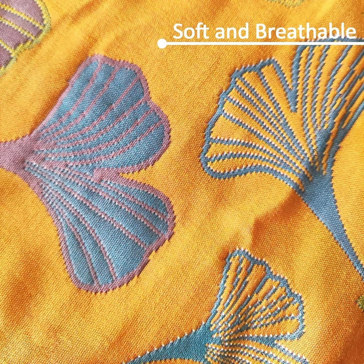 Ginkgo Leaf Embroidered Cotton Pillowcases — alternate angle view