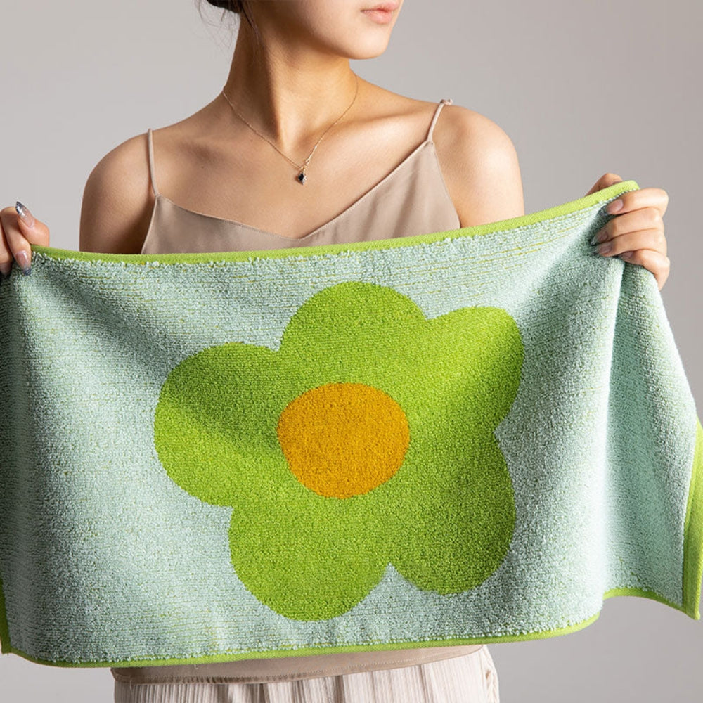 Cheerful Floral Print Cotton Bath Towel — lifestyle shot