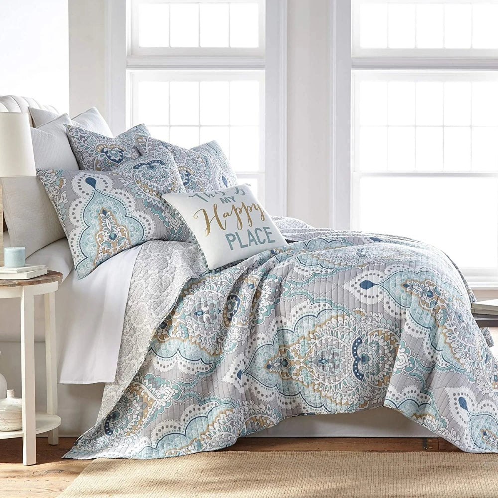 Paisley Aqua Teal Coverlet Set — product detail view
