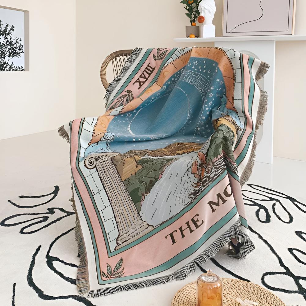 Moon Tarot Tapestry Blanket — material texture close-up