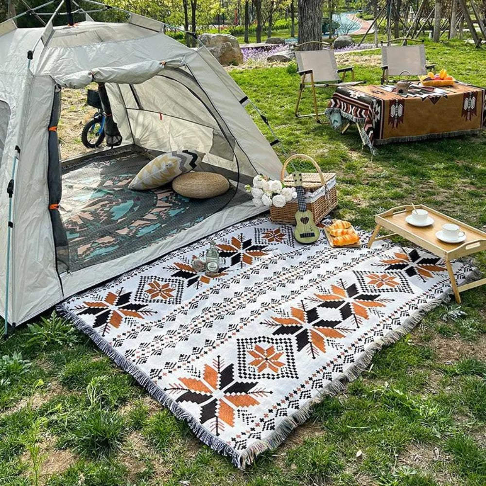 Moroccan Boho Pattern Picnic Mat — product detail view