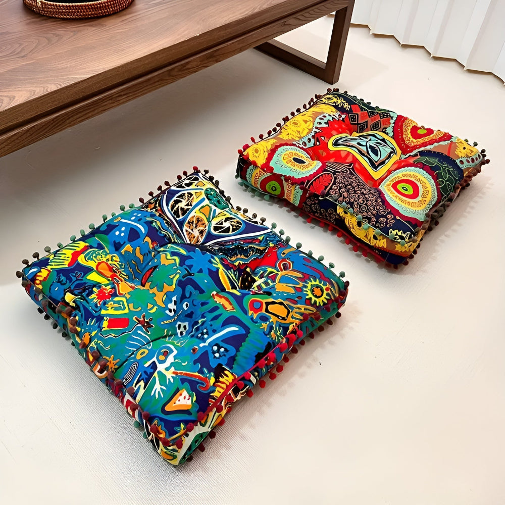 Boho Style Square Floor Cushion — product close-up