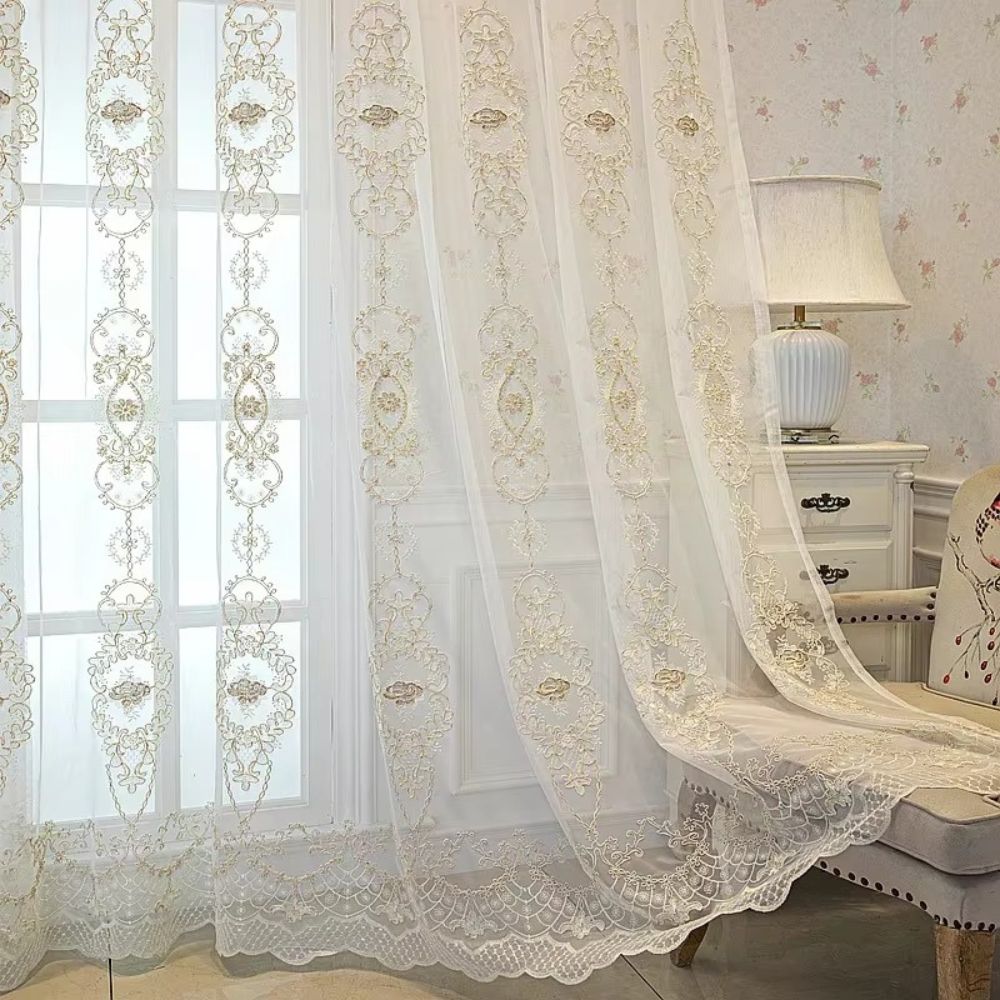 Elyvia Embroidered Classic Sheer Lace Curtain — product in use