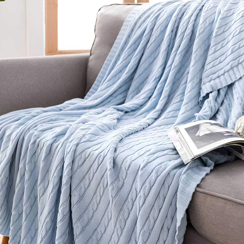 Braid Knitted Cotton Throw — product detail view