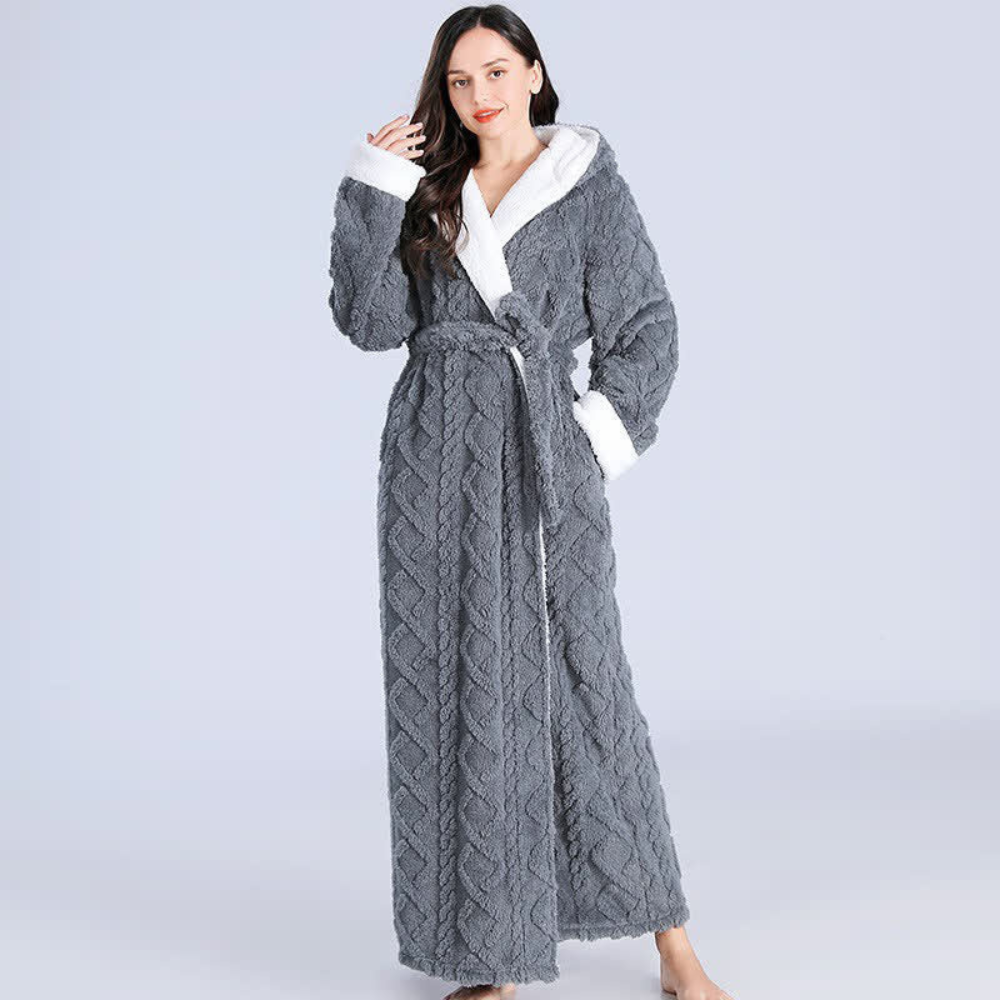 Plush Long Hooded Robe — alternate angle view