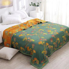 Jacquard Floral Ginkgo Leaves Reversible Coverlet — additional view