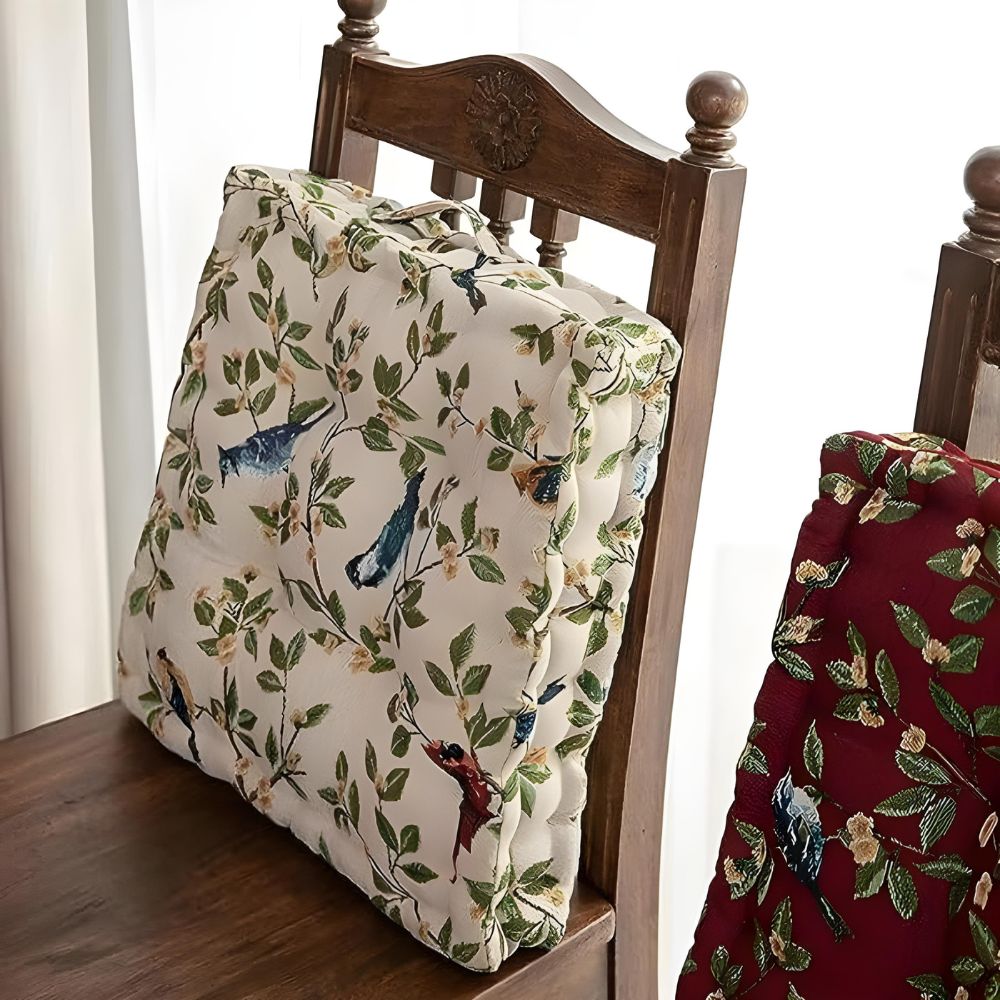Whimsical Bird Leaf Cushion — product detail view