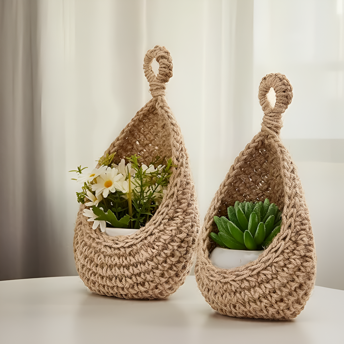 Handcrafted Boho Hanging Basket — product detail view