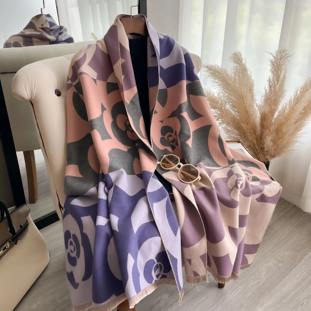 Abstract Retro Fringe Soft Shawl — lifestyle shot