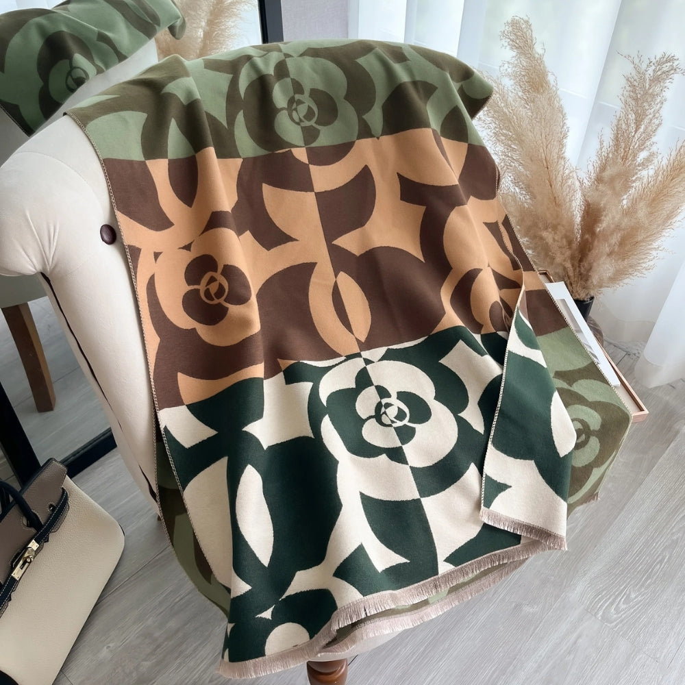 Abstract Retro Fringe Soft Shawl — alternate angle view