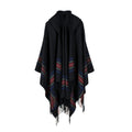 Acrylic Hooded Striped Poncho Shawl — product close-up