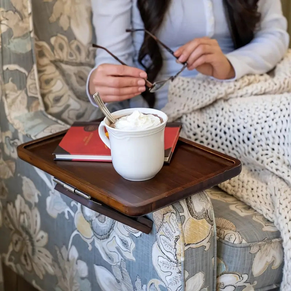 Adjustable Bamboo Clip-On Arm Tray Table — product detail view