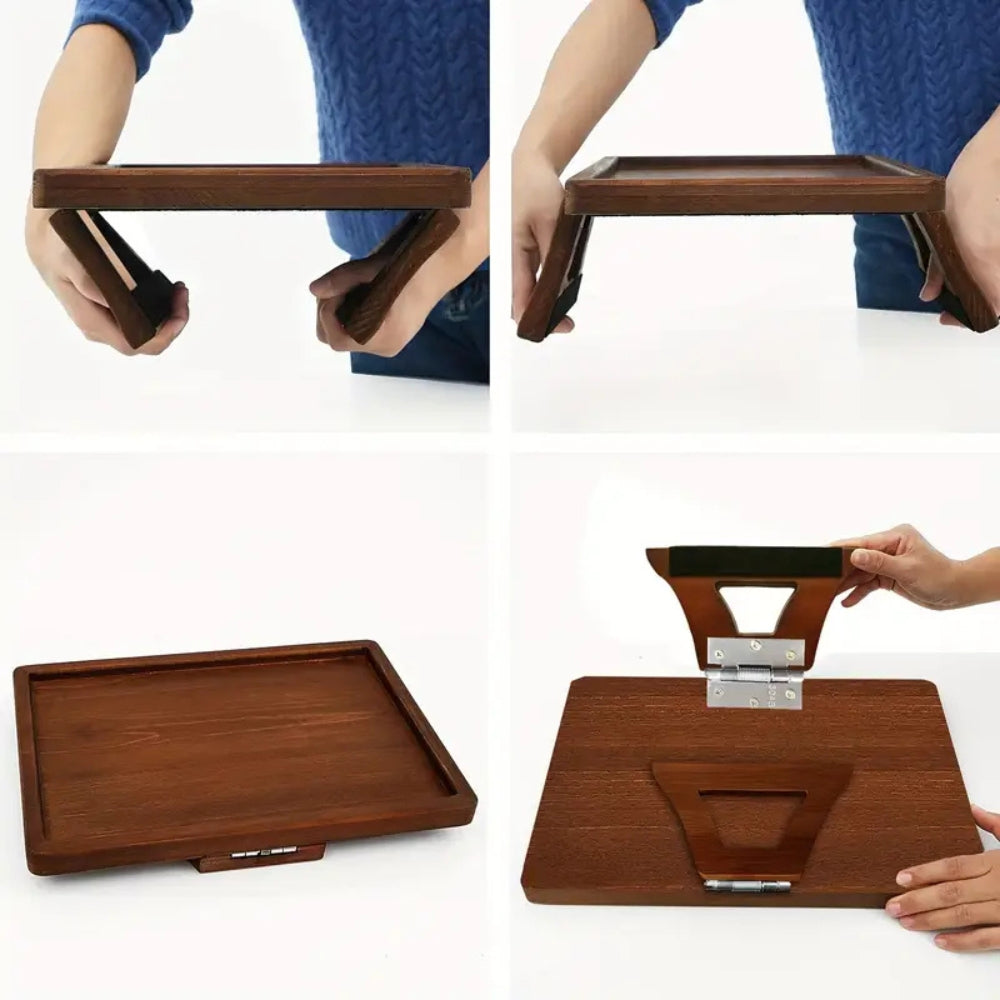 Adjustable Bamboo Clip-On Arm Tray Table — lifestyle shot