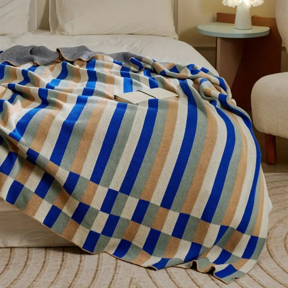 Nordica Stripes Breathable Cotton Blanket — lifestyle shot