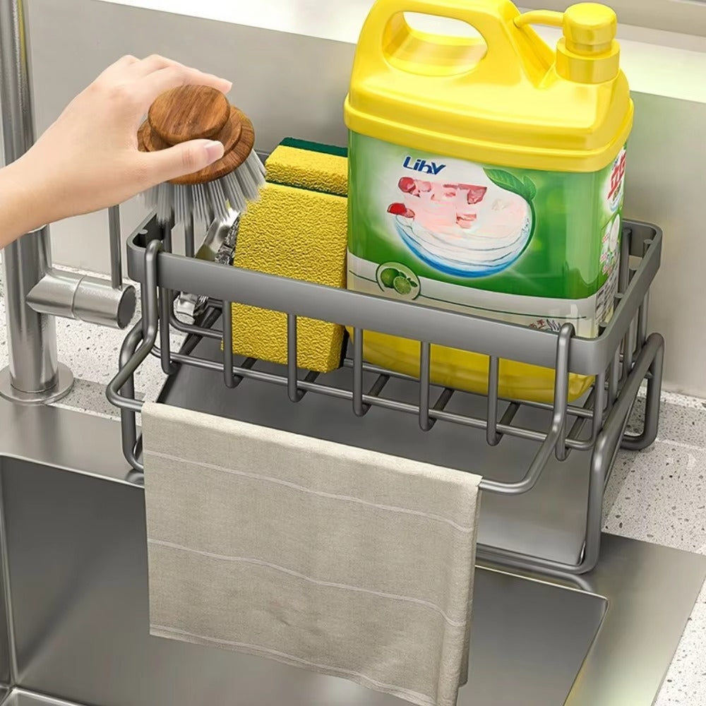 All-in-One Sponge Soap Cloth Self-Draining Rack — product in use