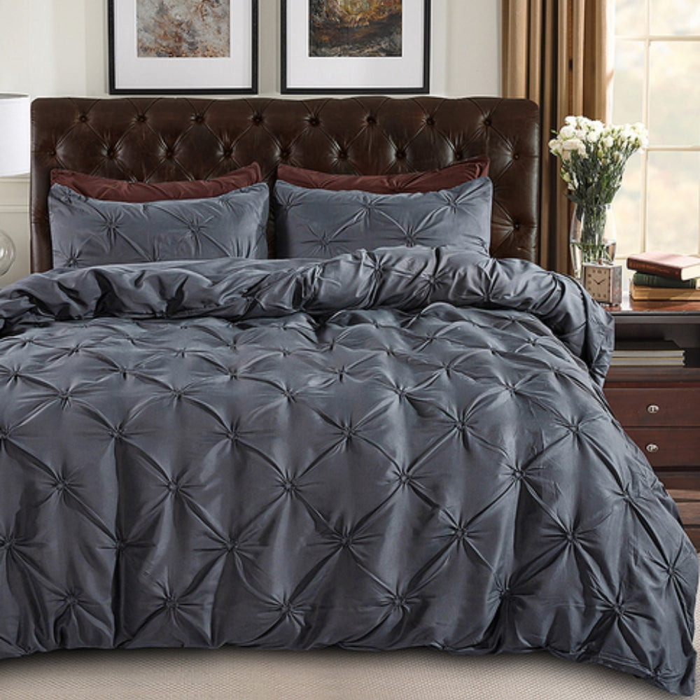 Amore Luxury Pinch Pleat Quilt Cover Set — material texture close-up